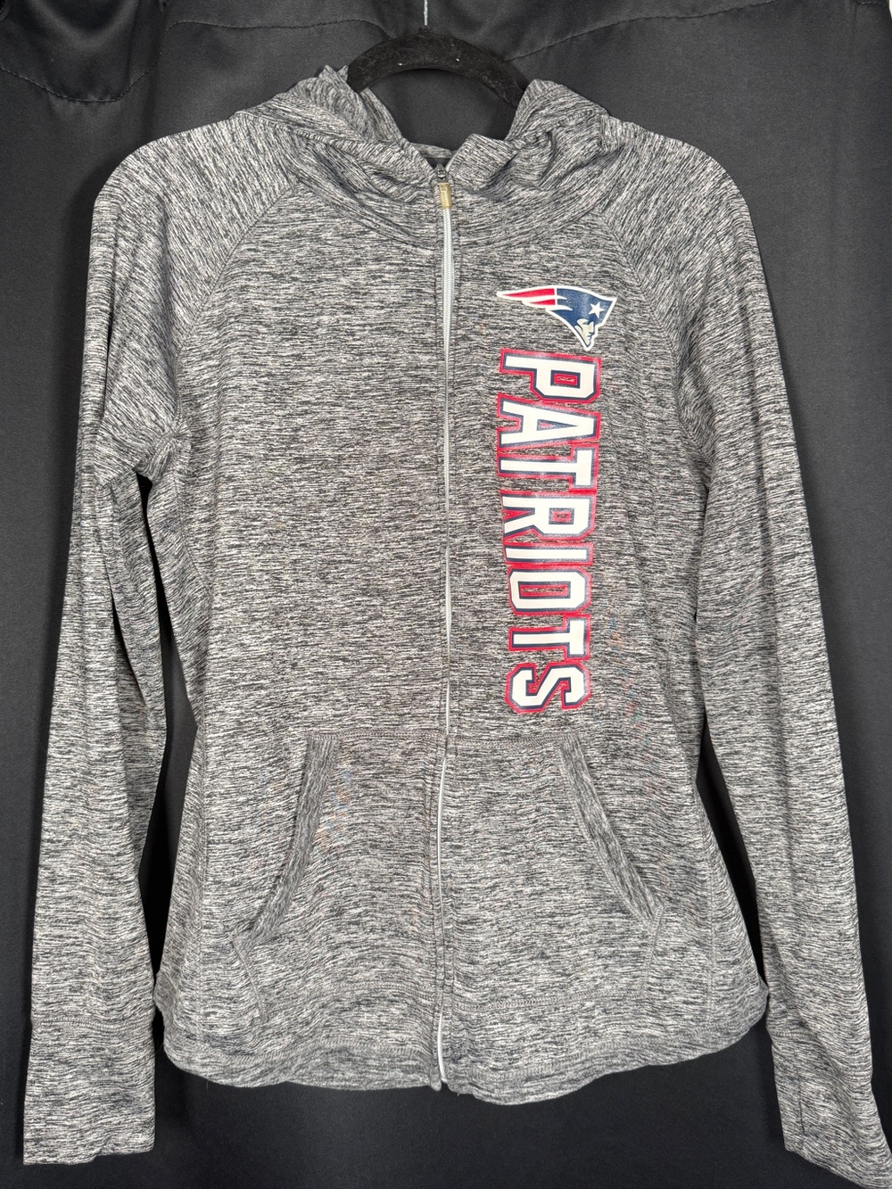 NFL Women's Gray Patriots Full-Zip Hooded Jacket
